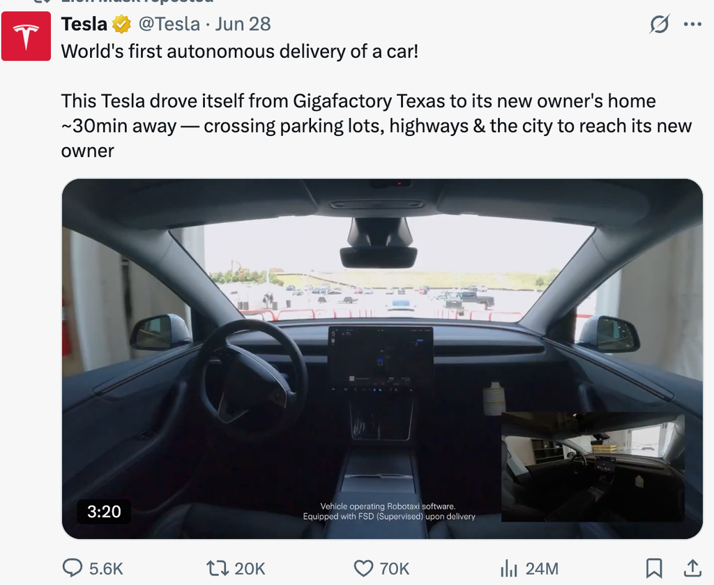 Tesla Model Y Achieves Fully Unmanned Delivery Milestone