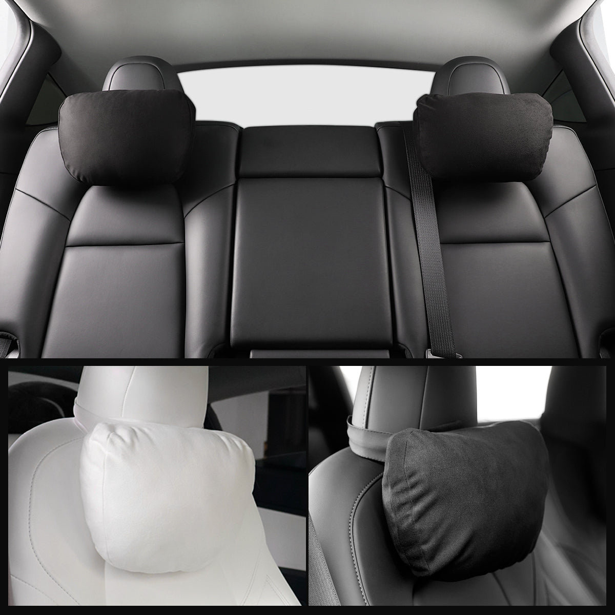 2Pcs Red Tesla Car Seat Neck Headrest Pillow Rest Cushion Velvet Embroidery
