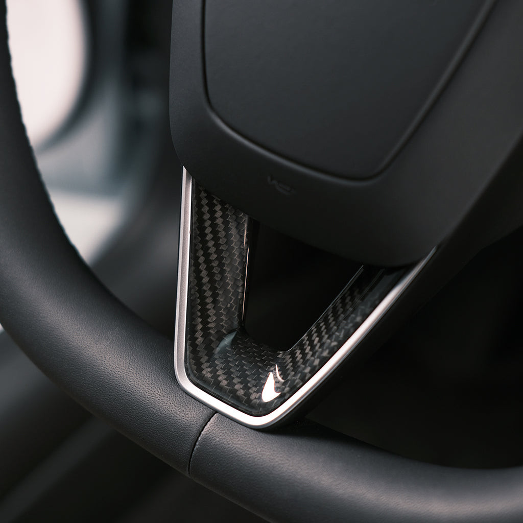 Real Carbon Fiber Steering Wheel Accessories for Model 3 Highland