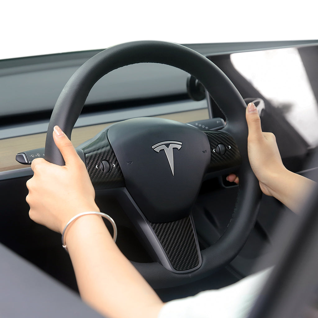 Tesla Real Carbon Fiber Steering Wheel Cover for Model 3 & Model Y