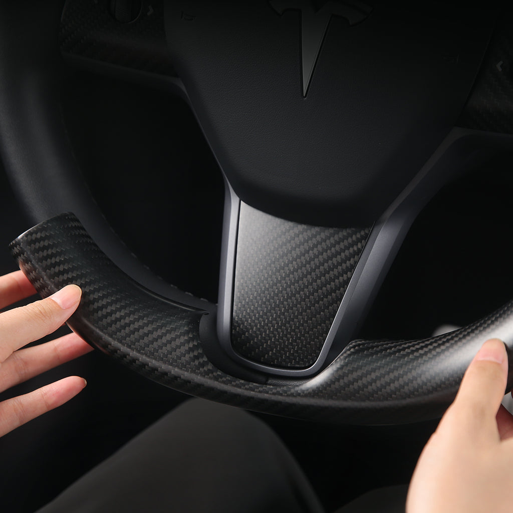 Real Carbon Fiber Steering Wheel Wrap for Tesla Model Y Model 3