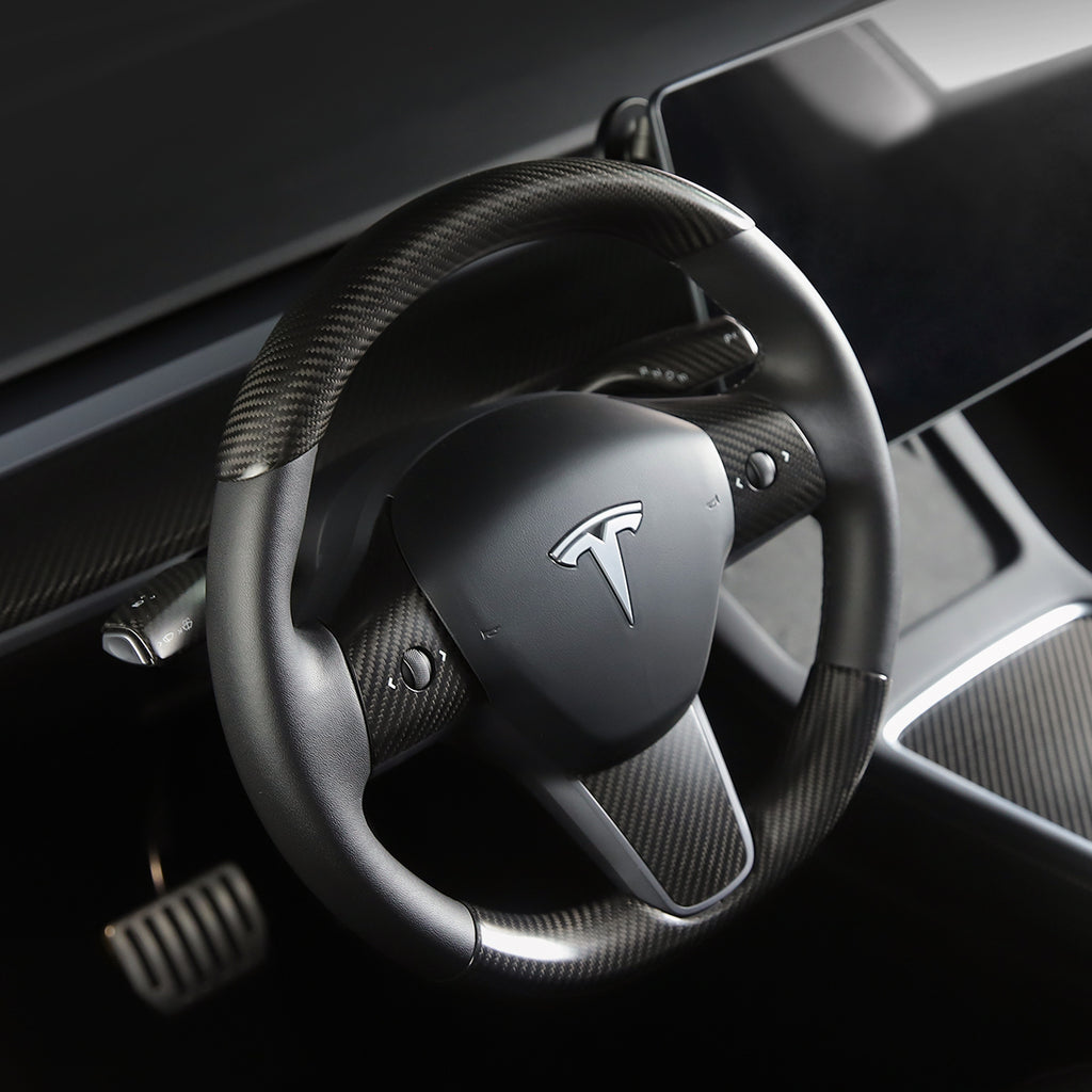 Carbon Fiber Steering Wheel Wrap Stickers for Tesla Model 3 Model Y 2017-2021 2022 2023
