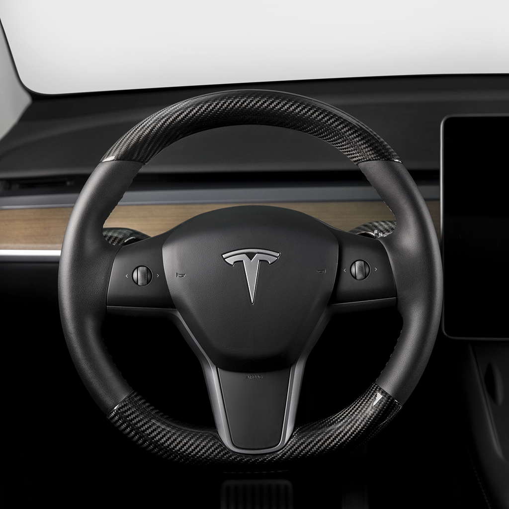 Carbon Fiber Steering Wheel Cover for Tesla Model Y Model 3