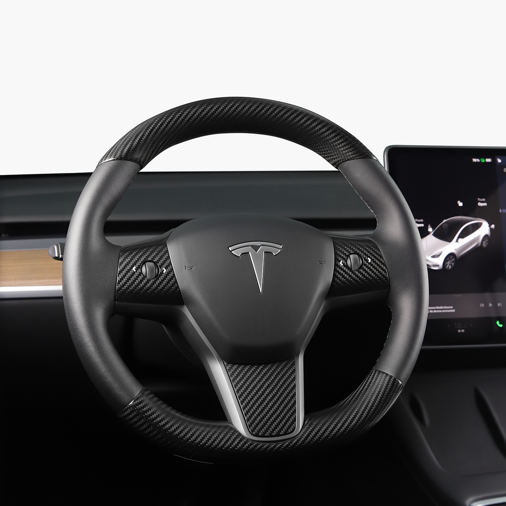 Tesla Model Y Model 3 Carbon Fiber Steering Wheel Cover