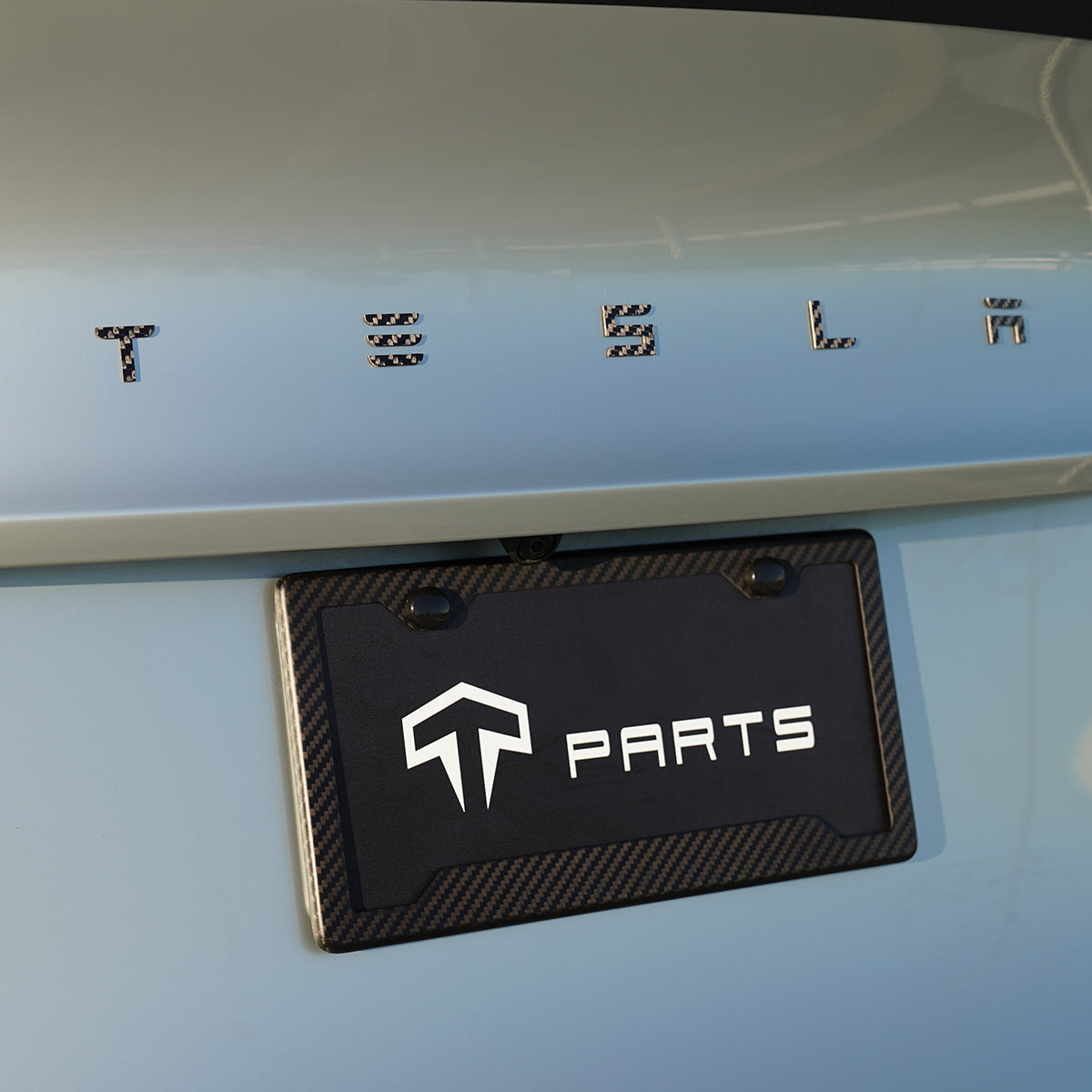 TPARTS Real Carbon Fiber Front Badge & Rear Letters Emblem for Tesla M ...