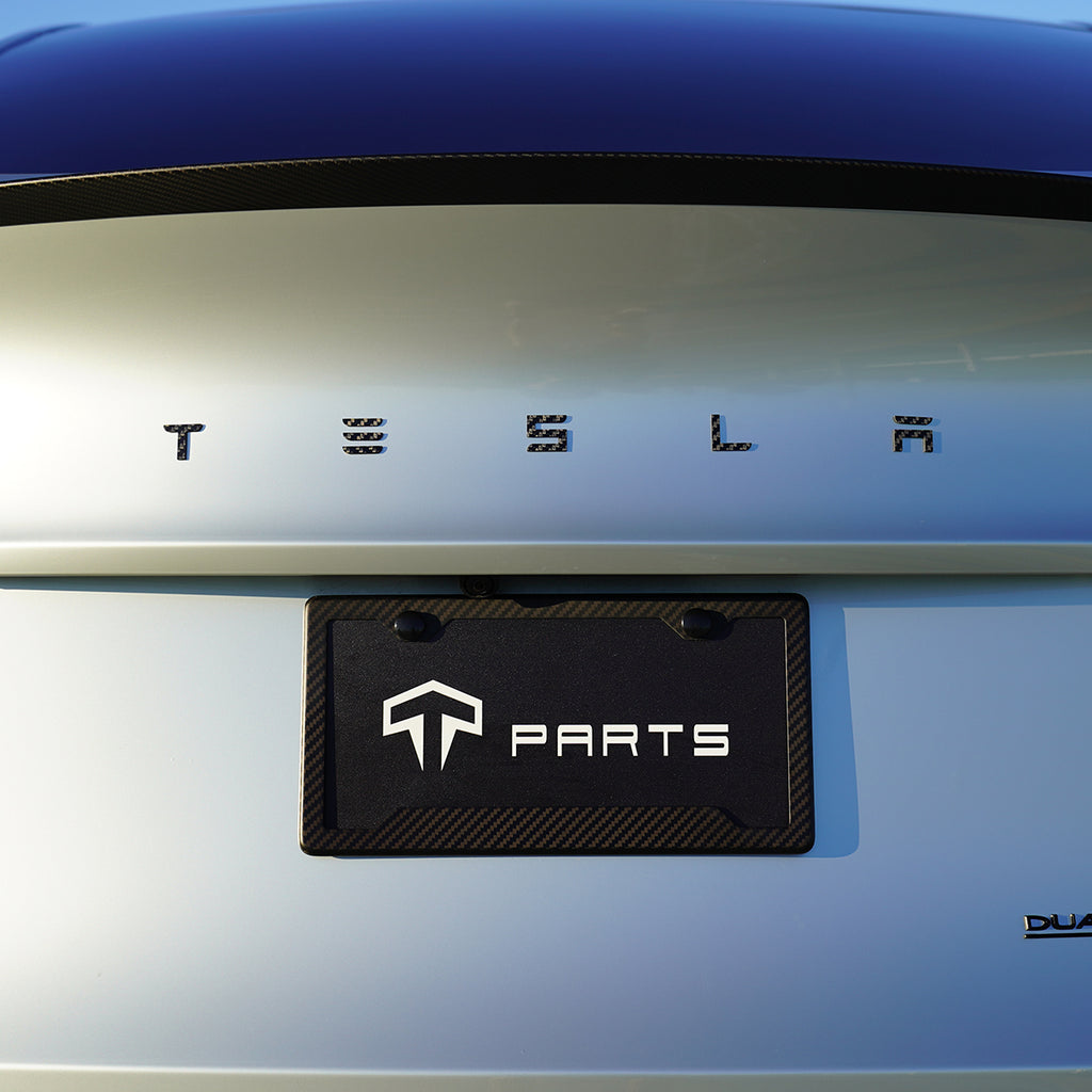 TPARTS Real Carbon Fiber Front Badge & Rear Letters Emblem for Tesla M ...