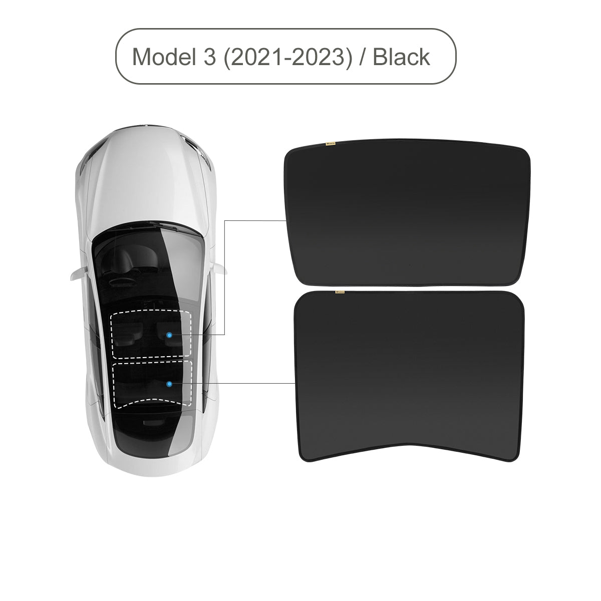 TPARTS Glass Roof Sunshade for Tesla Model 3 & Model Y & Model 3 Highland Model 3(2021-2023) / Black