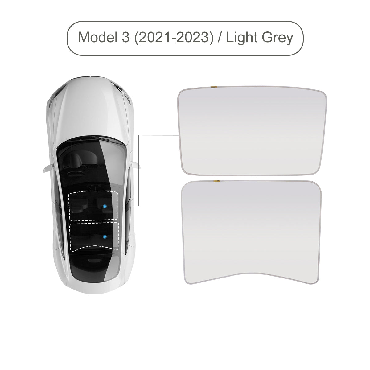 TPARTS Glass Roof Sunshade for Tesla Model 3 & Model Y & Model 3 Highland Model 3(2021-2023) / Light Grey
